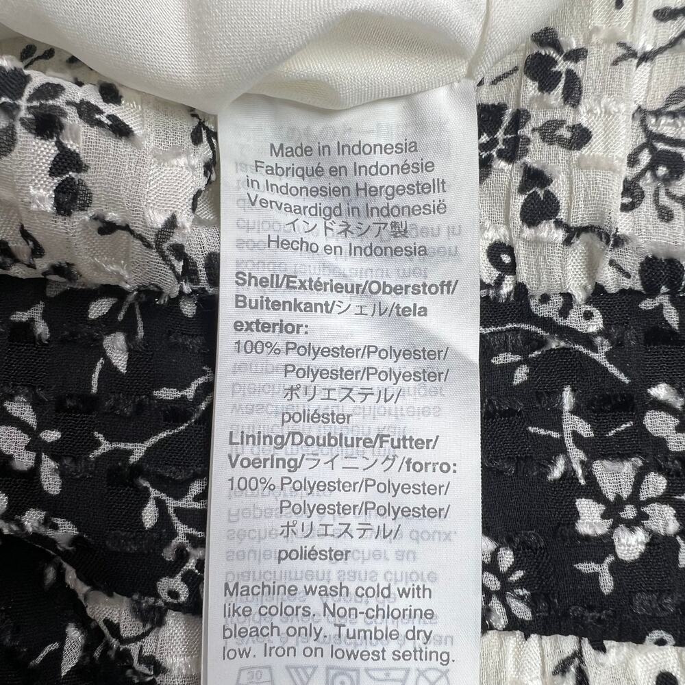 Madewell Women's Peplum Blouse Black and White Ditsy Floral Print Airy Size XL - Picture 15 of 16